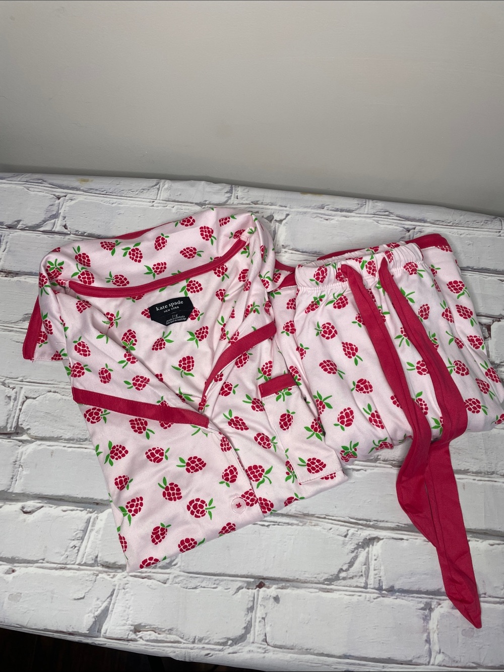 Kate Spade Light Pink Raspberry Two Piece  Summer Pajama Set
